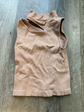 Dynamic One Size Nude Ribbed Mock Neck Tank Top
